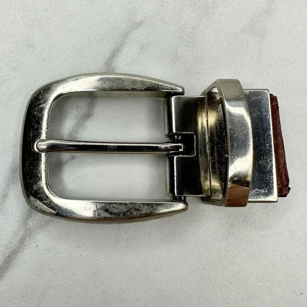 Silver Tone Reversible Simple Basic Belt Buckle